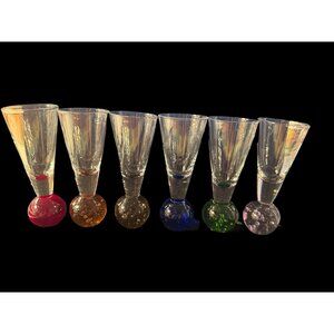 Bubble Ball Bottom Base Shot Cordial Glasses Multi-Color, Set Of 6